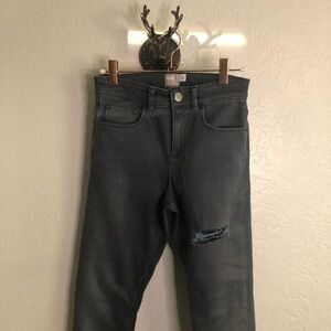 Black wash out faded skinny high waisted ripped jeans